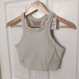 NWT Lululemon Ribbed Nulu High-Neck Yoga Bra in Bone Size 10